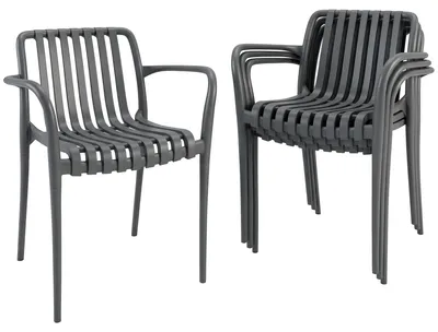 Produktbild von Outsunny Gartenstühle 4er Set Stapelbare Terrassenstühle mit Lamelldesign