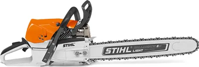 A white background with a STIHL chainsaw.