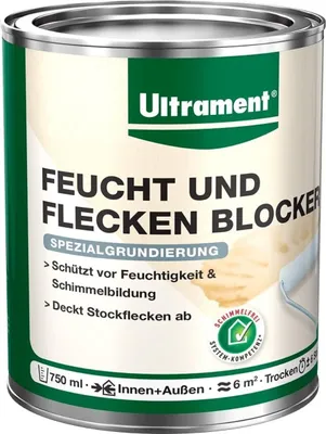 A can of Ultrament Feucht und Flecken Blocker, a special primer.