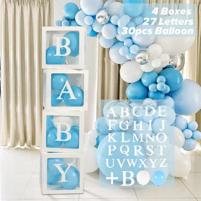 Immagine prodotto di Scatole decorative per feste di nascita, con palloncini e lettere