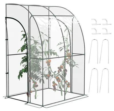 Image de Serre de Jardin adossšŠe serre adossšŠe 2 portes zippšŠes enroulables acier PVC transparent
