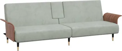 Produktbild von vidaXL Schlafsofa mit Getränkehaltern Hellgrau Samt