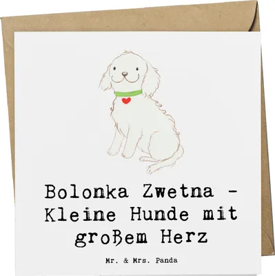 Produktbild von Mr. & Mrs. Panda Glückwunschkarte Bolonka Zwetna Herz - Weiß - Geschenk, großes, Hunderasse, herzliche Hunde, Klappkarte, doppelkarte, Hunderassen, kleine, Grußkarte