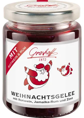 Produktbild von Grashoff Weihnachtsgelee mit Rotwein, Jamaika-Rum und Zimt 250g