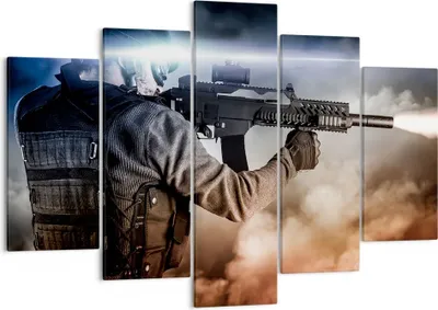 Produktbild von Bild auf Leinwand - Leinwandbild - Armee Soldat Shooter kugelsichere Weste - 150x100cm - Wand Bild - Wanddeko - Leinwanddruck - Bilder - Kunstdruck - Leinwand bilder - Wandkunst - EA150x100-2493