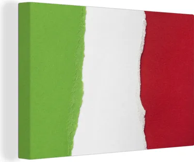 Produktbild von OneMillionCanvasses® - Leinwandbilder - 150x100 cm, Gemalte Flagge von Italien, Wandbilder Kunstdruck Wanddekoration