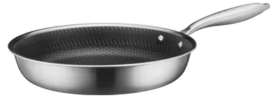 Pfanne 24 cm, antihaftbeschichtet, Edelstahl, Wabenstruktur, ofenfest