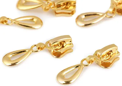 Produktbild von 10 Reißverschluss Zipper 5mm Tropfenform Schieber Farbwahl Profilreißverschluss, Farbe:gold