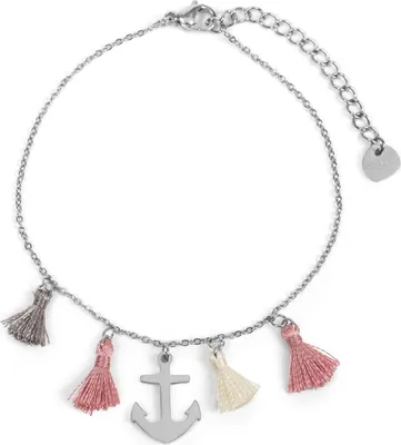 Produktbild von styleBREAKER Damen Edelstahl Armkette mit Anker Charm und Quasten, Ankerkette, Schmuck 05040166