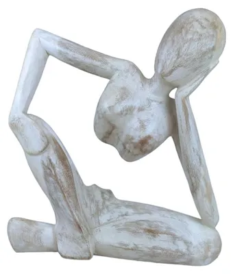 Produktbild von Abstrakte Holz Skulptur, 40 cm, Weiß patiniert, Design inspiriert von klassischer Kunst