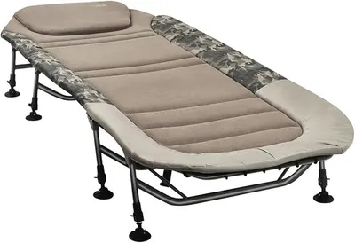 Imagen del producto de Silecomplaza, cama para pesca Anglerliege XL, hasta 150 kg. Cama para pesca Fort Knox X-Pro Camo. Cama para pesca, cama de jardín, cama con 8 patas, cama para invitados, para camping, color verde oliva