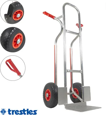 Produktbild von Trestles Profi Sackkarre S04 Alu – 150kg Tragkraft, Treppenrutschkufen, PolyurethanReifen