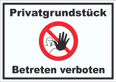 Produktbild von Privatgrundstück Betreten verboten Aufkleber mit Symbol kein Zutritt A8 (52x74mm)