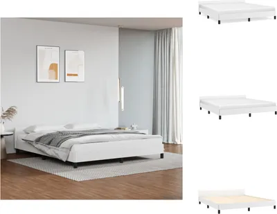 Produktbild von vidaXL Bettgestell mit Kopfteil Weiß 160x200 cm Kunstleder -  Betten & Bettgestelle