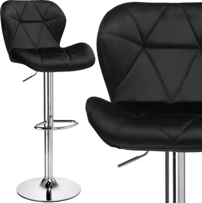 Produktbild von Gordon Barhocker Chrom Schwarz Samt, höhenverstellbar