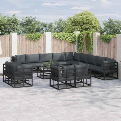Produktbild von Maison Exclusive - Gartensofa-set mit Kissen 14 pcs Schwarz Aluminium