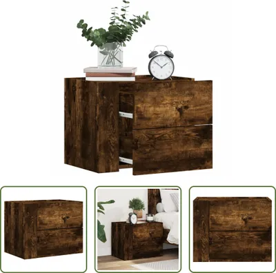 Produktbild von The Living Store Wand-Nachttisch Räuchereiche 45x30x35 cm
