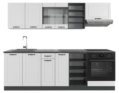 Produktbild von Küchenzeile Vicco R-Line Weiß Landhaus/Anthrazit 240 cm ohne Arbeitsplatte, Model 37681