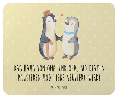 Produktbild von Mr. & Mrs. Panda Mauspad Großelternliebe - Gelb Pastell - Geschenk, Mousepad, Generationen, Mouse Pad, Weisheit, Enkelkinder, Großeltern, Jubiläen, laptop, Diät, Liebe