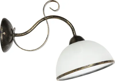 Produktbild von WandlampeRustikal "Antica" Messing Weiß Glas Metall Wandleuchte Wohnzimmer Flur