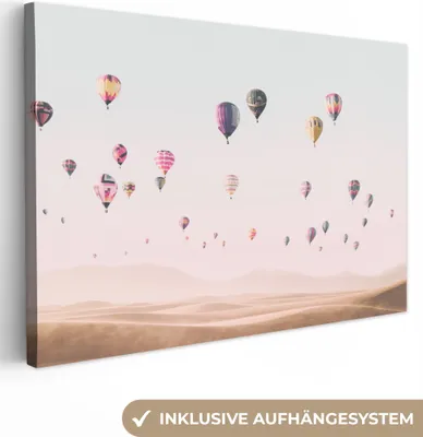Produktbild von MuchoWow® - Leinwandbilder - Heißluftballon - Wüste - Himmel - Landschaft - Natur, Wandbild, Wanddeko Bilder Wohnzimmer, 30x20 cm