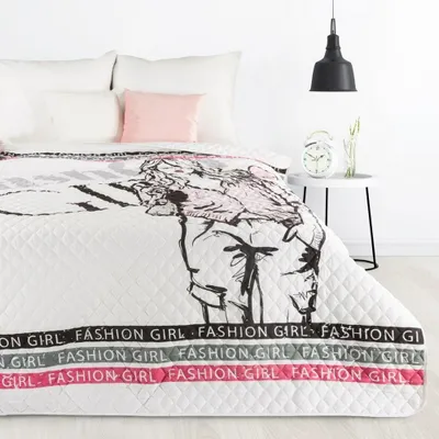 Obrázok produktu pre Design 91 Dekoračný prehoz na posteľ 200x220 Dora fashion girl biela ružová čierna