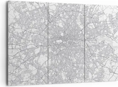 Produktbild von Bild auf Leinwand - Leinwandbild - 3 Teile - Stadt Karte London - 165x110cm - Wand Bild - Wanddeko - Wandbilder - Leinwanddruck - Bilder - Wanddekoration - Leinwand bilder - Wandbild - CE165x110-4680