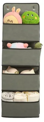 Image de Porte-vêtements pliable, organiseur de placard à 4 compartiments, à accrocher derrière une porte, pour la chambre à coucher ou le salon (gris)