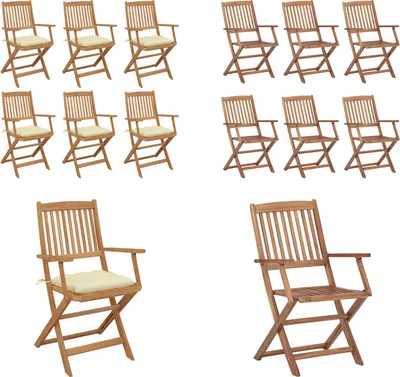 Immagine prodotto di vidaXL Sedie da giardino pieghevoli 6 pezzi con cuscino in legno massiccio di acacia - sedia da giardino - sedie da giardino - poltrona da giardino - sedia pieghevole