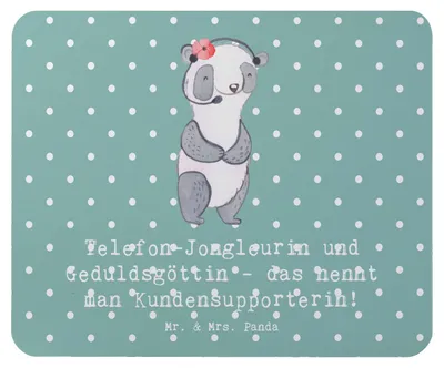 Produktbild von Mr. & Mrs. Panda Mouse Pad Meisterin Kundensupport - Meeresbrise - Geschenk, Mousepad, personalisierte Geschenke, Support, Jonglieren, Hilfsbereitschaft, Telefonieren, pc