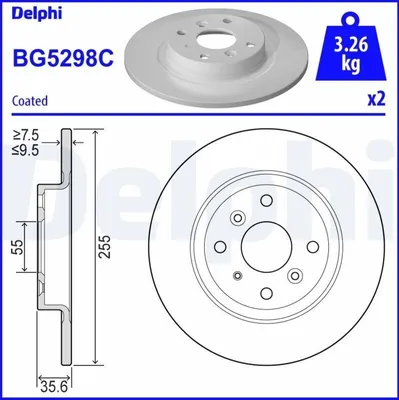 Produktbild von 2x DELPHI Bremsscheibe BG5298C für MAZDA 2 Schrägheck (DL DJ) MX-5 IV (ND)