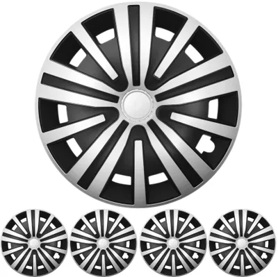 Radzierblenden Set "Spinel" 15 ZOLL Silber / Schwarz 4x PREMIUM DESIGN Radkappen in der Farbe Silber von F.H.U.P. OLSZEWSKI