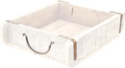 Produktbild von Holzkiste Ziegelform 30x8x25cm weiß Altholz Metallbeschläge Holzbox Vintage Used Look Kiste Box Dekokiste