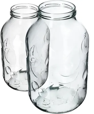 Obrázek produktu pro Skleněná nádoba – sklenice na potraviny 5 l (5000 ml) – na med, nakládané okurky, ovoce – sada 2 ks – opakovaně použitelná – vhodná pro styk s potravinami