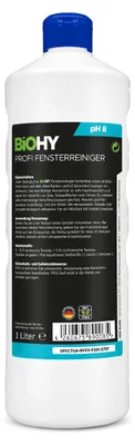 Produktbild von BiOHY Profi Fensterreiniger + Dosierer, Glasreiniger, Fensterputzmittel, 12 x 1 l