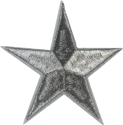 Produktbild von Stern-Stern-Emblem-Aufnäher zum Aufbügeln, silberfarben