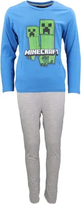Produktbild von Minecraft Creeper Kinder lang Pyjama – Blau / 128
