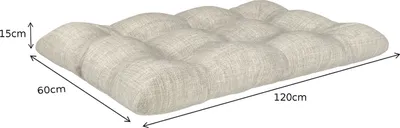 Image de POKAR Coussin pour palette avec belle surpiqûre, Taille:Set coussin d'assise 120x60 + coussin de dossier 120x60, Couleur:Beige