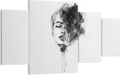 Produktbild von Bild auf Leinwand - Leinwandbild - 4 Teile - Frau Gesicht Abstraktion - 160x90cm - Wand Bild - Wanddeko - Wandbilder - Leinwanddruck - Bilder - Wanddekoration - Leinwand bilder - DL160x90-4934