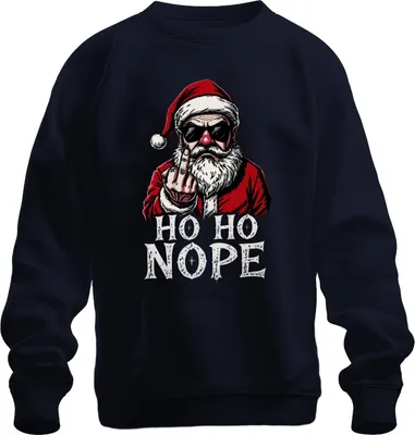 Immagine prodotto di HO HO NOPE Babbo Natale dito medio sarcastico divertente pullover felpa unisex, Navy, S