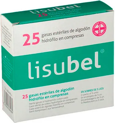 Obrázok produktu pre Lisubel sterilné gázové vankúšiky, hydrofolické bavlnené obklady, 25 ks