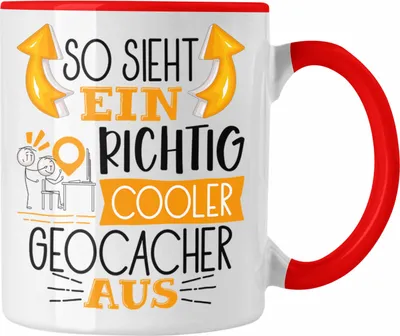Produktbild von Trendation - So Sieht Ein Richtig Cooler Geocacher Aus Geschenk Tasse Lustiger Spruch Geschenkidee (Rot)