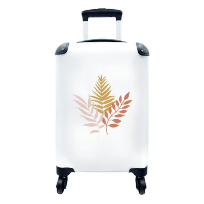 Produktbild von MuchoWow® Koffer Handgepäck Trolley Rollkoffer Kleine Reisekoffer mit 4 Rollen - Blätter - Pastell - Abstrakt - Botanisch - Cabin Size < 55x40x23 cm & 55x40x20 cm - Fotokoffer - Kabinenkoffer - Boardgepäck - Reise-Box - Reisekoffer - Reisegepäck - Koffer mit Bild - Trolley für Kinder