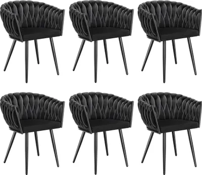 Produktbild von tectake® Set Esszimmerstuhl Astano gepolstert, mit Samtbezug, Knotendesign 60,5 x 55 x 75 cm
