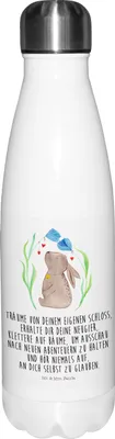Produktbild von Mr. & Mrs. Panda Wasserflasche Hase Blume - Weiß - Geschenk, Sportflasche, thermosflaschen, Trinkflasche, thermo, Thermos, Osterdeko, Geburtstag, trinkflaschen, Kaninchen
