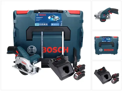 Zdjęcie produktu dla Bosch GKS 12V-26 Professional akumulatorowa pilarka tarczowa 12 V 85 mm ( 06016A1005 ) + 2x akumulator 3,0 Ah + ładowarka + L-Boxx