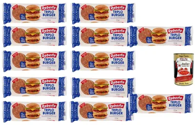 Produktbild von Italian Gourmet Burgerbrötchen mit Sesam 12×240 g (originale italienische Hamburger Buns, weich & luftig, Großpackung ideal für Grill & Party) + Italian Gourmet Polpa