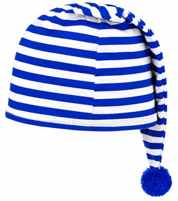 Produktbild von Kinder Schlafmütze mit Bommel - Baumwolle | Blau Weiß Anzahl: 1er Set