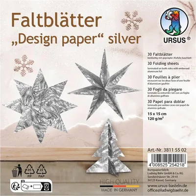 Produktbild von URSUS Faltblätter Designpapier 120g/m² silber 15x15cm