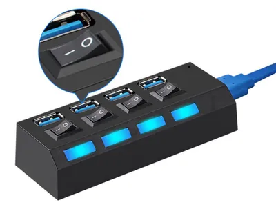 Obrázok produktu pre 4-portový USB rozbočník so spínačmi